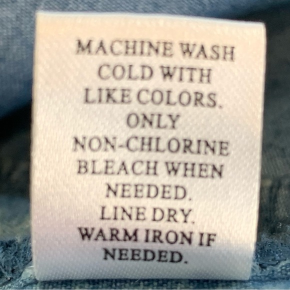 G. KALE SLEEVELESS COTTON BLEND DENIM SHIRT DRESS. WOMEN’S PETITE LARGE - Picture 9 of 9